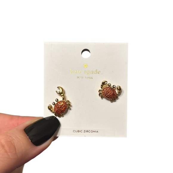 Kate Spade Gold and Red Crab Earrings With Cubic Zirconias - Picture 1 of 2